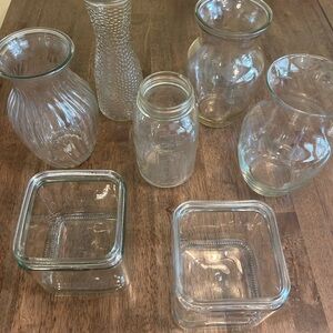 Set of Clear Glass Vases and Jars